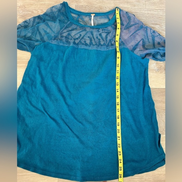 Free People Teal Sheer Lace Top - Picture 7 of 7
